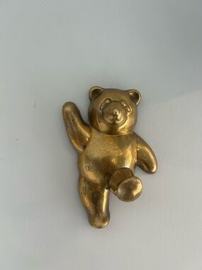 Vintage Brass Teddy Bear Hanging Wall Hook decor